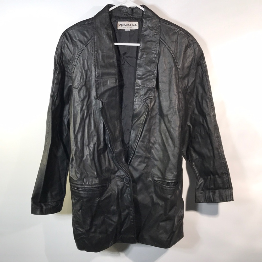 Split leather blazer jacket Sz 11/12